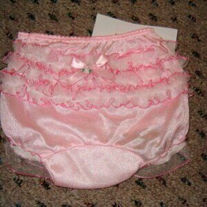 6-12 Months Pink Ruffled Organza Lace Rear Diaper Cover Easter Bloomers NWT